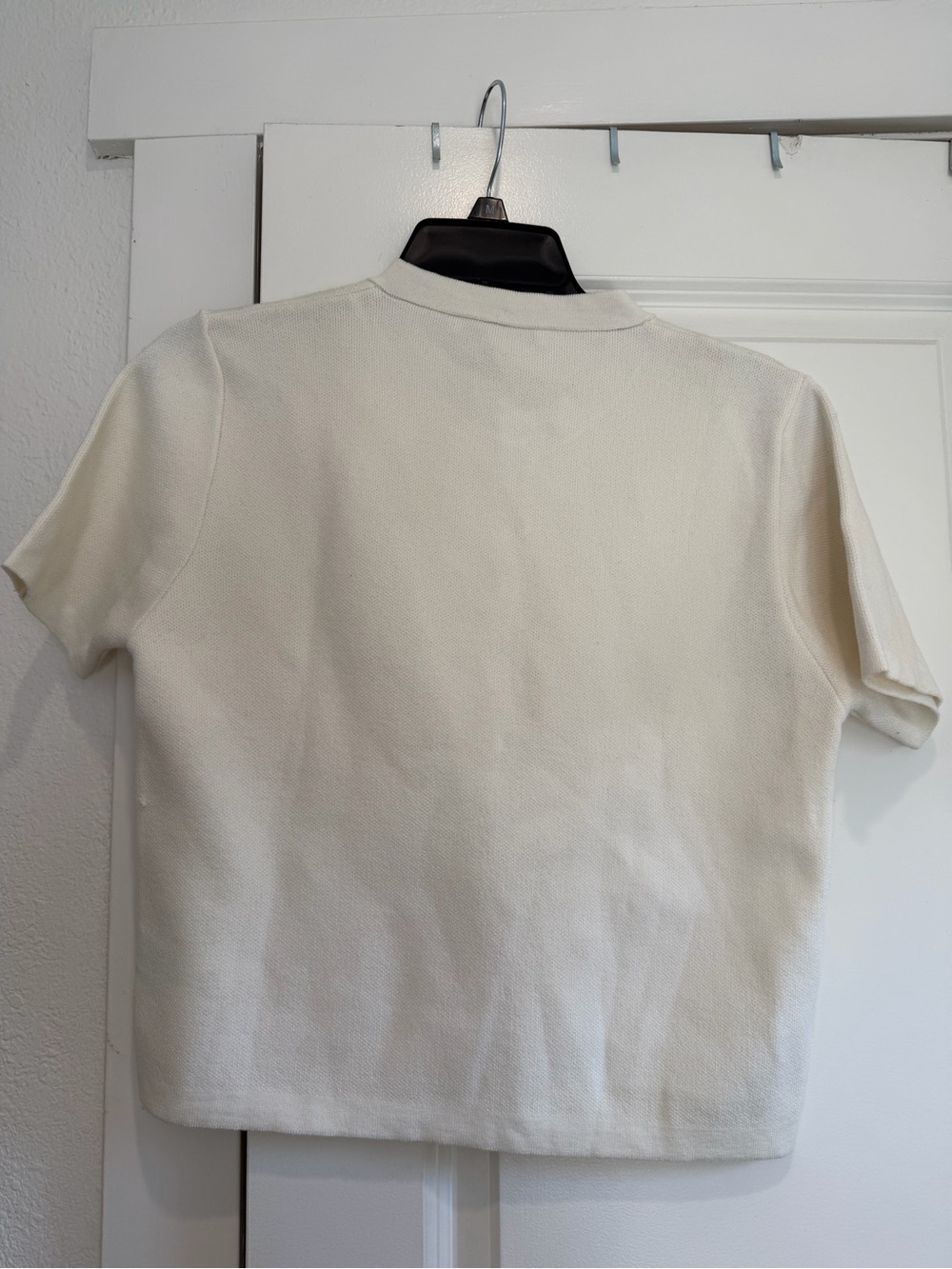 Zara Ivory Knit Short Sleeve Gold Button Cardigan Size M - Picture 3 of 8